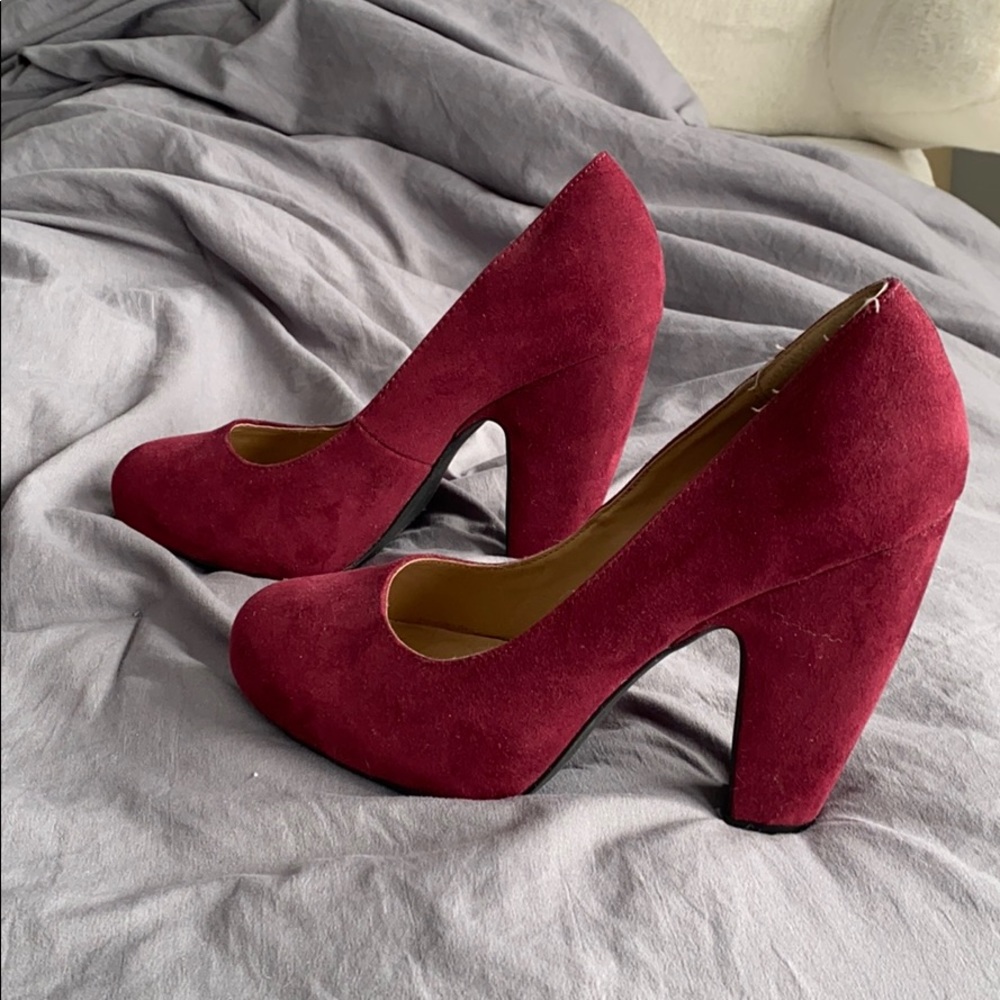 Plum closed toe heels